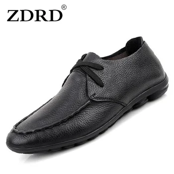 

ZDRD High quality men brand designer soft Genuine slip-on Leather oxford men flats, comfortable Creepers espadrilles men's hand
