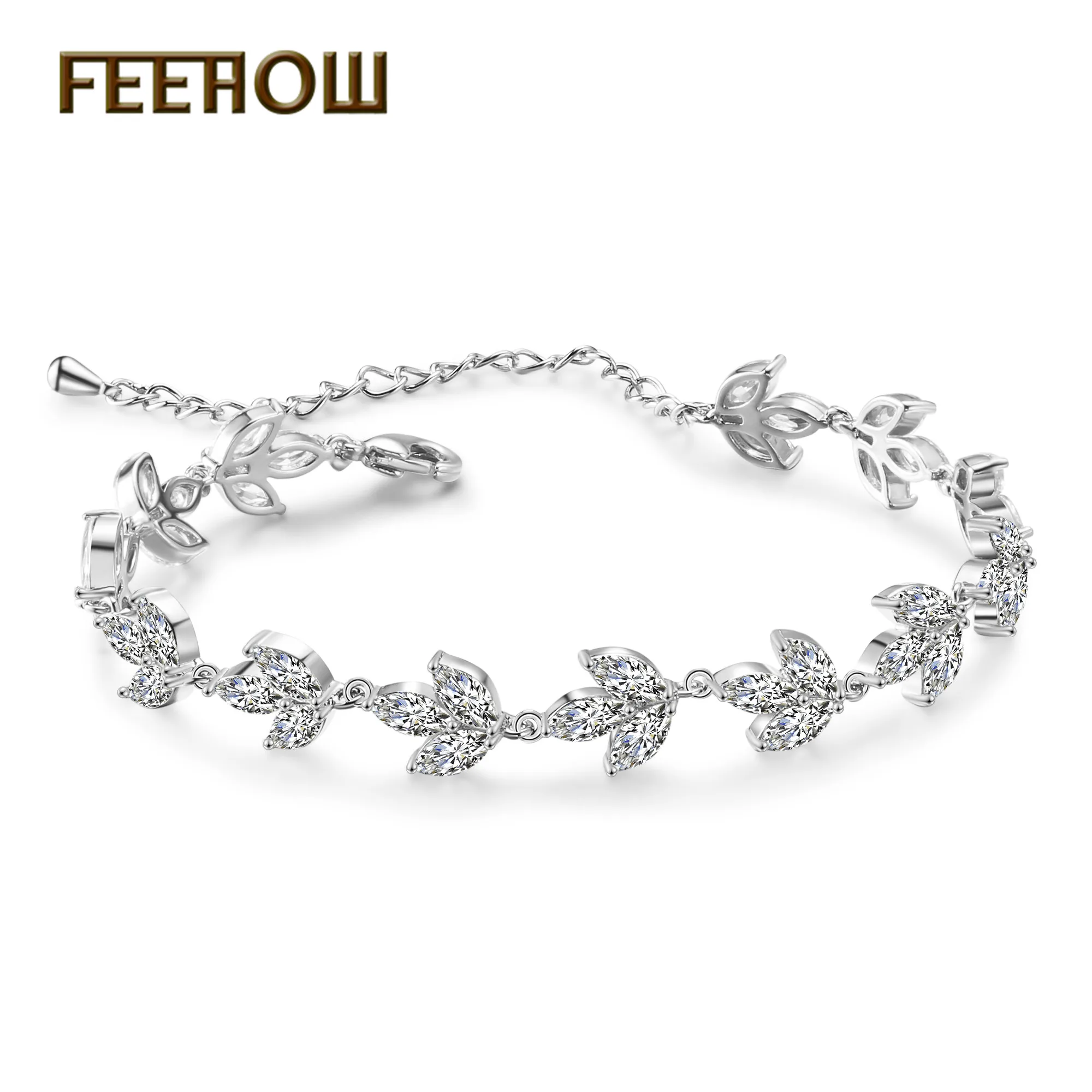 FEEHOW Fashion Zircon Women Wedding Jewelry Elements Leaf Crystal White Color Bracelets Bangles for Brides FWBP2113
FEEHOW Fashion Zircon Women Wedding Jewelry Elements Leaf Crystal White Color Bracelets Bangles for Brides FWBP2113