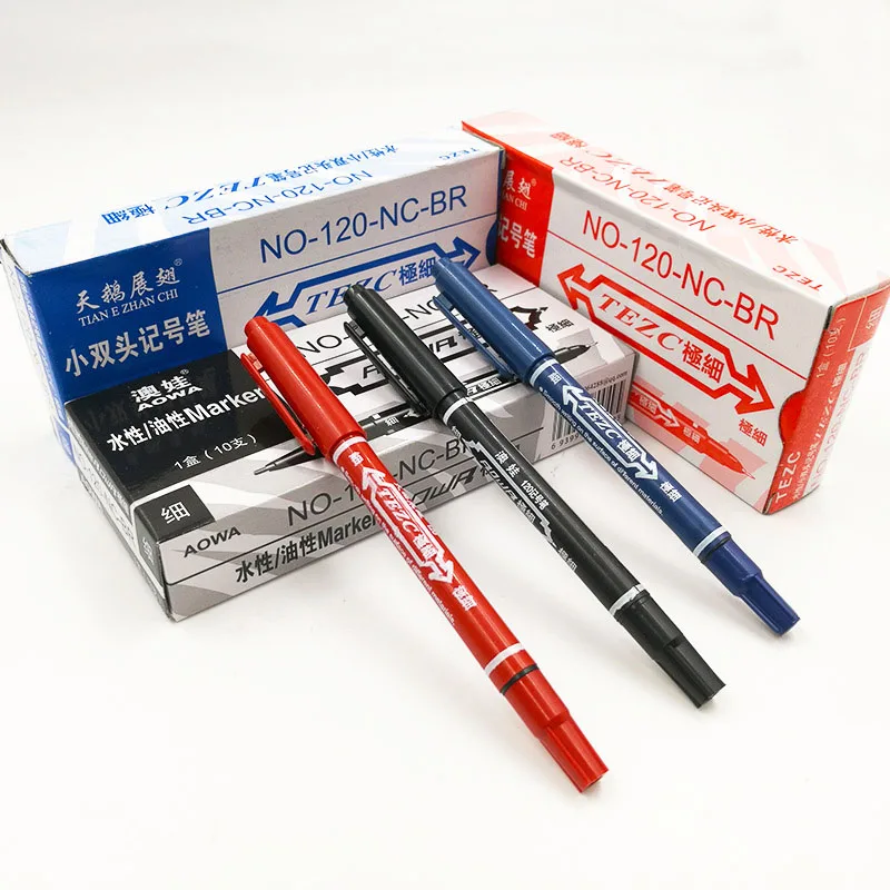10Pcs/lot Double Head Markers Black Blue Red Ink 0.5mm 1mm Fast Dry Permanent Marker Pen for Writing Student Stationery
10Pcs/lot Double Head Markers Black Blue Red Ink 0.5mm 1mm Fast Dry Permanent Marker Pen for Writing Student Stationery