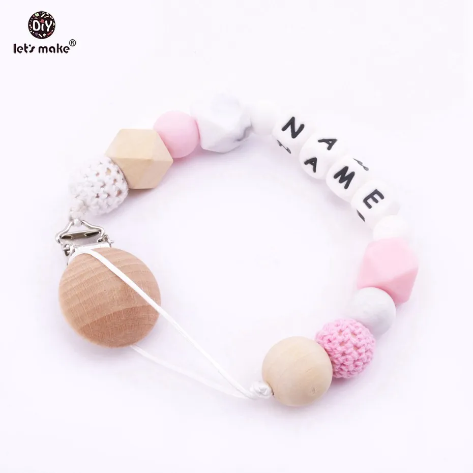 Let's Make Silicone Customizable Baby Name Pacifier Clip 1pc Crochet Wooden Beads Teether Personal DIY Shower Gift Baby Teether
Let's Make Silicone Customizable Baby Name Pacifier Clip 1pc Crochet Wooden Beads Teether Personal DIY Shower Gift Baby Teether