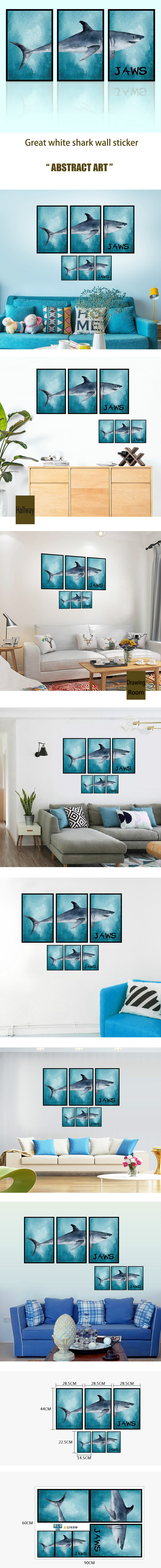 Wall Stickers Home Wall Decor Great White Shark For Kids Room Bedroom Decoration Diy Jaws Poster Mural Wallpaper Wall Decals Decorative Stickers