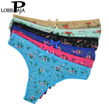 LOBBPAJA Lot 6 pcs Women Sexy G-strings Thongs Underwear Cotton Panties Cute Flower Floral Print Ladies Lingerie for Women
LOBBPAJA Lot 6 pcs Women Sexy G-strings Thongs Underwear Cotton Panties Cute Flower Floral Print Ladies Lingerie for Women