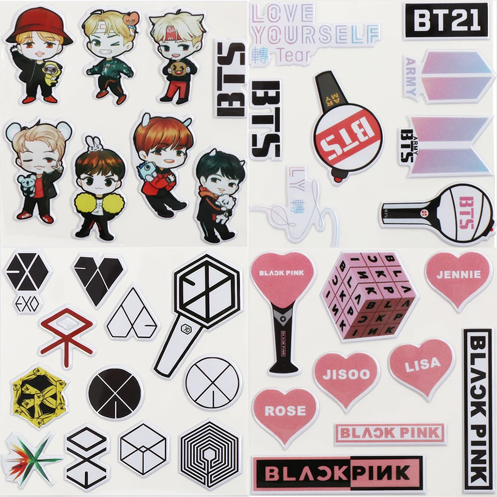 

2018 Hot BTS Anime Sticker KPOP Bangtan Boys TWICE EXO WANNAONE Kawaii Stickers DIY Album Phone Decor Scrapbooking Gift Toy