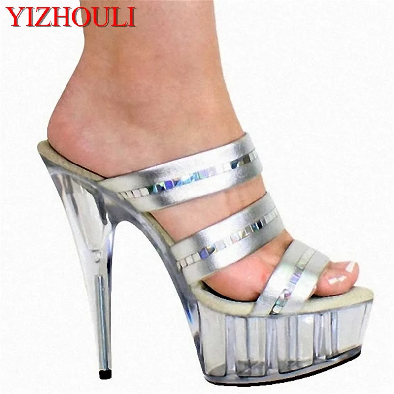 6 inch heels, 15 cm high heels with slippers, silver fashion sexy ladies' slippers
6 inch heels, 15 cm high heels with slippers, silver fashion sexy ladies' slippers
