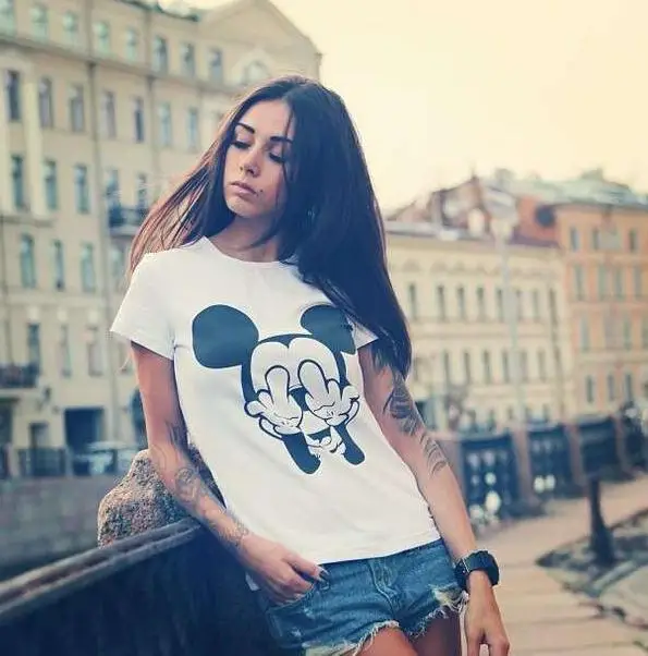 2019 Women Short sleeve funny gesture printing harajuku girl Tops New T shirt Women Fashion T shirts Naughty Mickey Mouse O-neck
2019 Women Short sleeve funny gesture printing harajuku girl Tops New T shirt Women Fashion T shirts Naughty Mickey Mouse O-neck