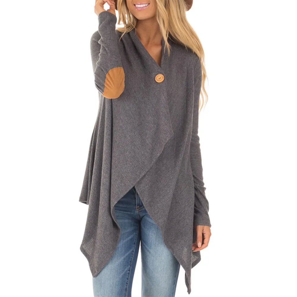 Women Autumn Cardigans Patches Long Sleeves Irregular Hem Button Female Coats TH36
Women Autumn Cardigans Patches Long Sleeves Irregular Hem Button Female Coats TH36