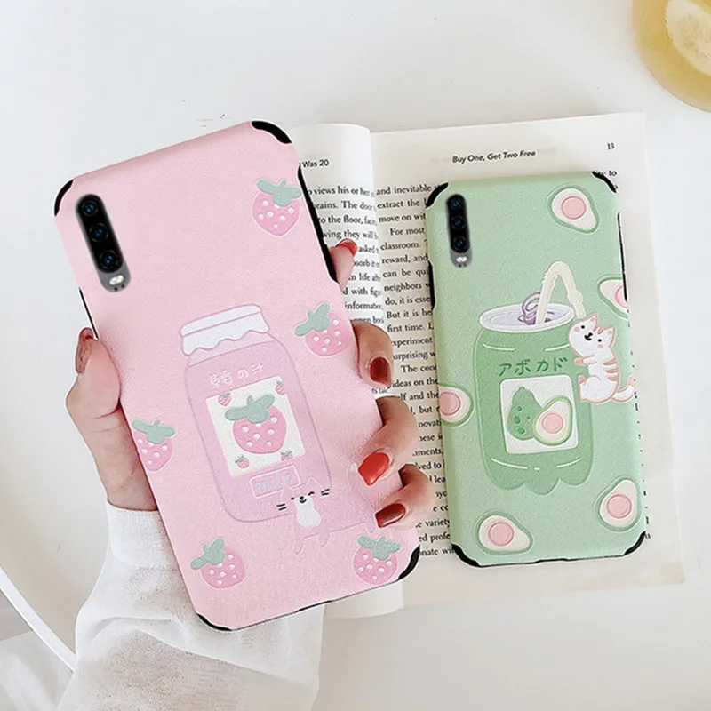 Fashion Anti-fall 3D Relief Cute Fruit Milk Pattern Pink Case For Huawei P30 P20 P10 Pro Lite Honor 8X 10 V10 V20 Play Soft Capa
Fashion Anti-fall 3D Relief Cute Fruit Milk Pattern Pink Case For Huawei P30 P20 P10 Pro Lite Honor 8X 10 V10 V20 Play Soft Capa