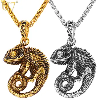 U7 Chameleon Dragon Vintage Statement Pendants For Men Chain Kpop Jewelry Gold Stainless Steel Cool Animal Necklaces P594
U7 Chameleon Dragon Vintage Statement Pendants For Men Chain Kpop Jewelry Gold Stainless Steel Cool Animal Necklaces P594