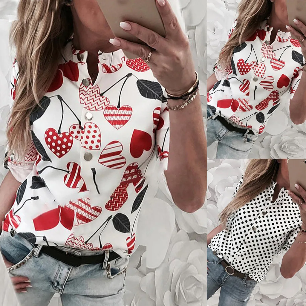 Female Casual Tops V Neck Daily Loose T-Shirt Women's large size dot print button long sleeve shirt top vestidos mujer verano
Female Casual Tops V Neck Daily Loose T-Shirt Women's large size dot print button long sleeve shirt top vestidos mujer verano