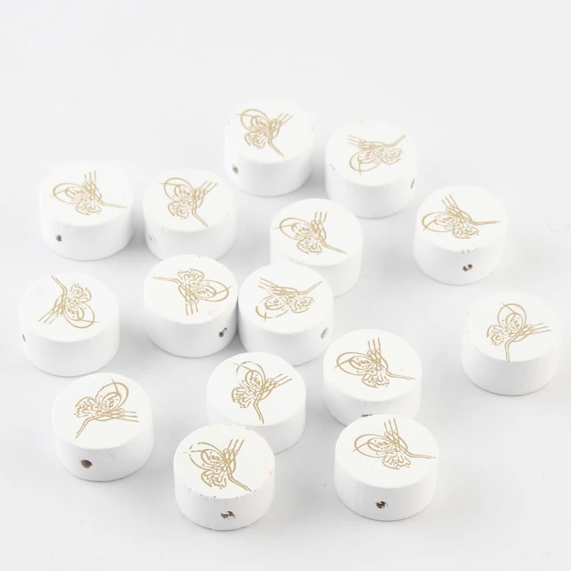 DIY 15pcs White Wooden Beads 20mm Gold Color Pattern Wood Bead Beads for Jewelry Making Pacifier Clip Handmade Attachment
DIY 15pcs White Wooden Beads 20mm Gold Color Pattern Wood Bead Beads for Jewelry Making Pacifier Clip Handmade Attachment