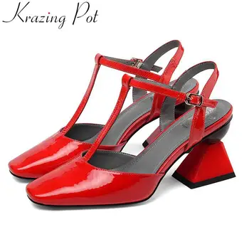 Krazing Pot genuine leather buckle strap art design high heels vintage square toe big size European style dress suit sandals L36
Krazing Pot genuine leather buckle strap art design high heels vintage square toe big size European style dress suit sandals L36