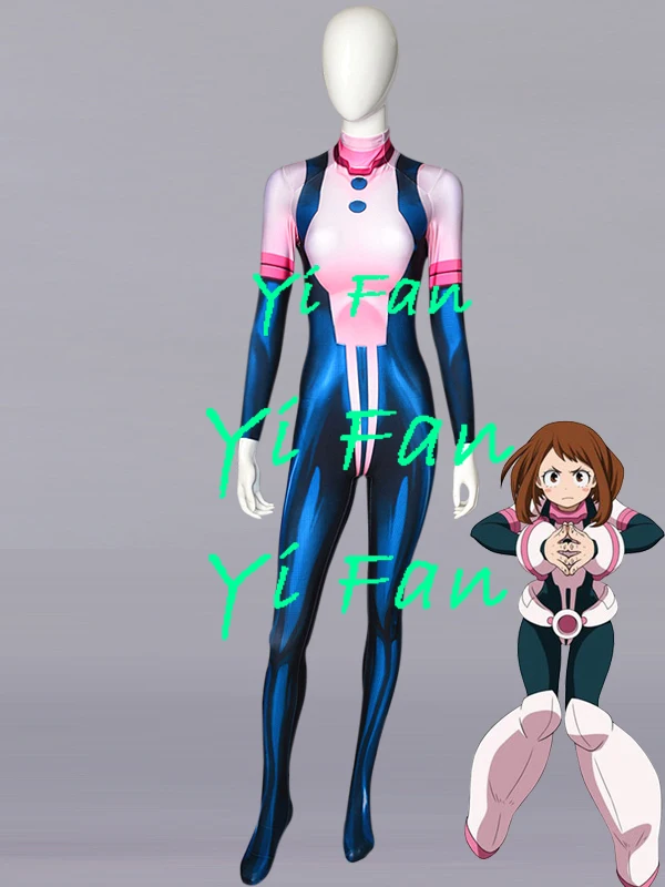 Костюм для косплея Ochaco Uraraka с 3D принтом костюм Хэллоуина из спандекса женщин