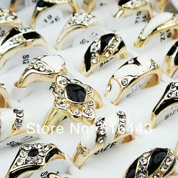 Hot Selling 30pcs CZ Rhinestones Black White Enamel Gold Plated Womens Mens Rings Wholesale Fashion Jewelry A-252
Hot Selling 30pcs CZ Rhinestones Black White Enamel Gold Plated Womens Mens Rings Wholesale Fashion Jewelry A-252