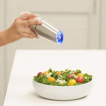 Realand Stainless Steel Battery Operated Gravity Electric Pepper Grinder Salt Mill Automatic Spices Mill with Blue Led Light
Realand Stainless Steel Battery Operated Gravity Electric Pepper Grinder Salt Mill Automatic Spices Mill with Blue Led Light