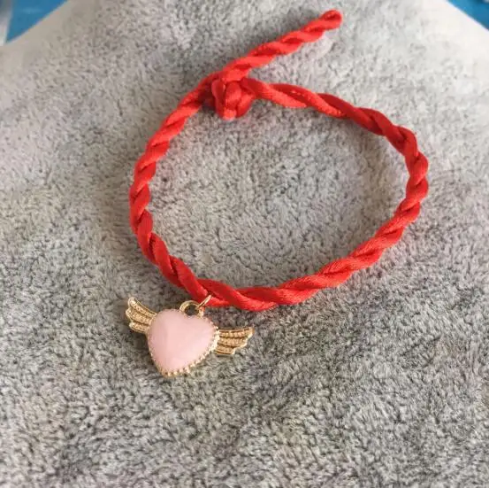 sl417 2018 fashion Heart-shaped wings bracelet lucky red rope handmade women jewelry lover couple gift | Украшения и аксессуары