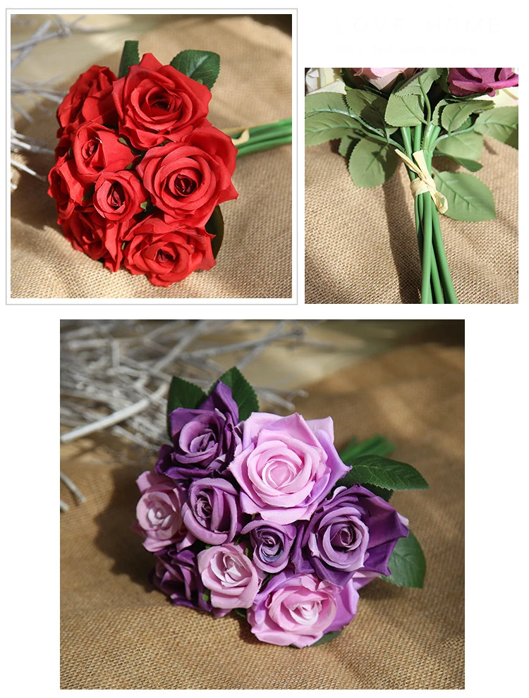 roses artificial flower silk pink white wedding flower decoration (8)