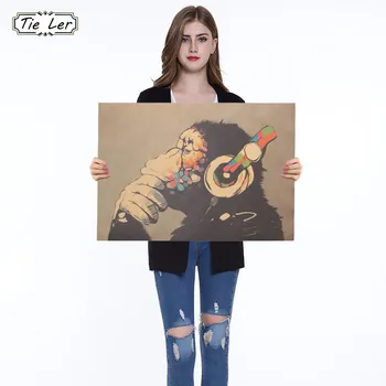 Wearing Headphones Gorilla Classic Funny Photo Kraft Paper Bar Poster Retro Poster Decorative Painting 51.5x36cm
Wearing Headphones Gorilla Classic Funny Photo Kraft Paper Bar Poster Retro Poster Decorative Painting 51.5x36cm