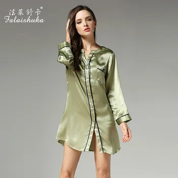 100% silk night sleepwears 2019brand women full sleeve button sexy short mini slim nightgowns summer fashion woman sleepshirts
100% silk night sleepwears 2019brand women full sleeve button sexy short mini slim nightgowns summer fashion woman sleepshirts