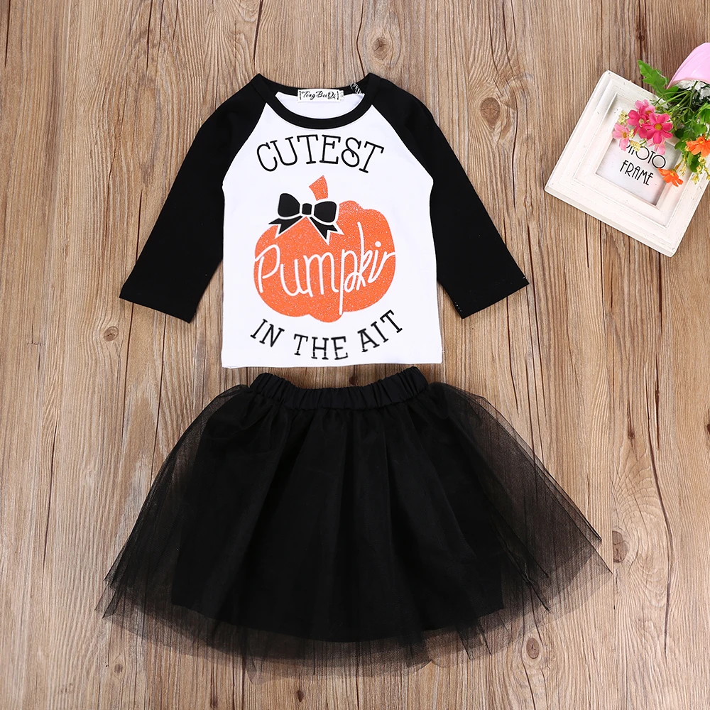 Фото Новый Модный комплект одежды для маленьких девочек топ с длинными рукавами и