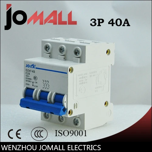 Jomall C45N 3 pole 40A C type mini circuit breaker MCB Breaking Capacity 6KA
Jomall C45N 3 pole 40A C type mini circuit breaker MCB Breaking Capacity 6KA