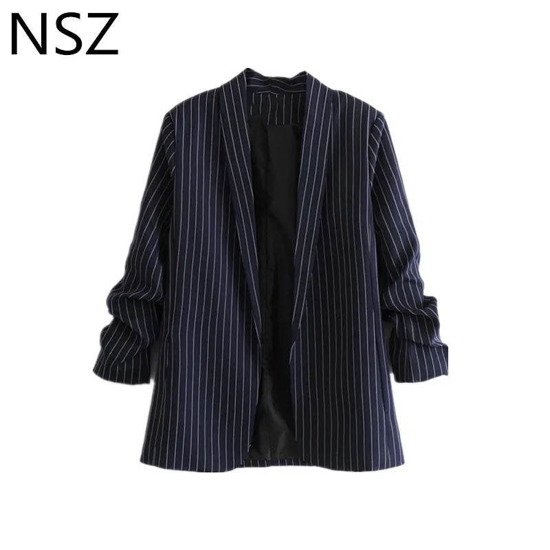 NSZ Women Striped Blazer Elegant Business Office Lady Coat Puff Sleeve None Button Jacket Coat Chic High Quality Outerwear
NSZ Women Striped Blazer Elegant Business Office Lady Coat Puff Sleeve None Button Jacket Coat Chic High Quality Outerwear