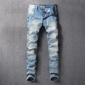 Fashion Classical Men Jeans Light Blue Color Slim Fit Denim Pants 98% Cotton Jeans homme Italian Vintage Style Buttons Jeans Men
Fashion Classical Men Jeans Light Blue Color Slim Fit Denim Pants 98% Cotton Jeans homme Italian Vintage Style Buttons Jeans Men