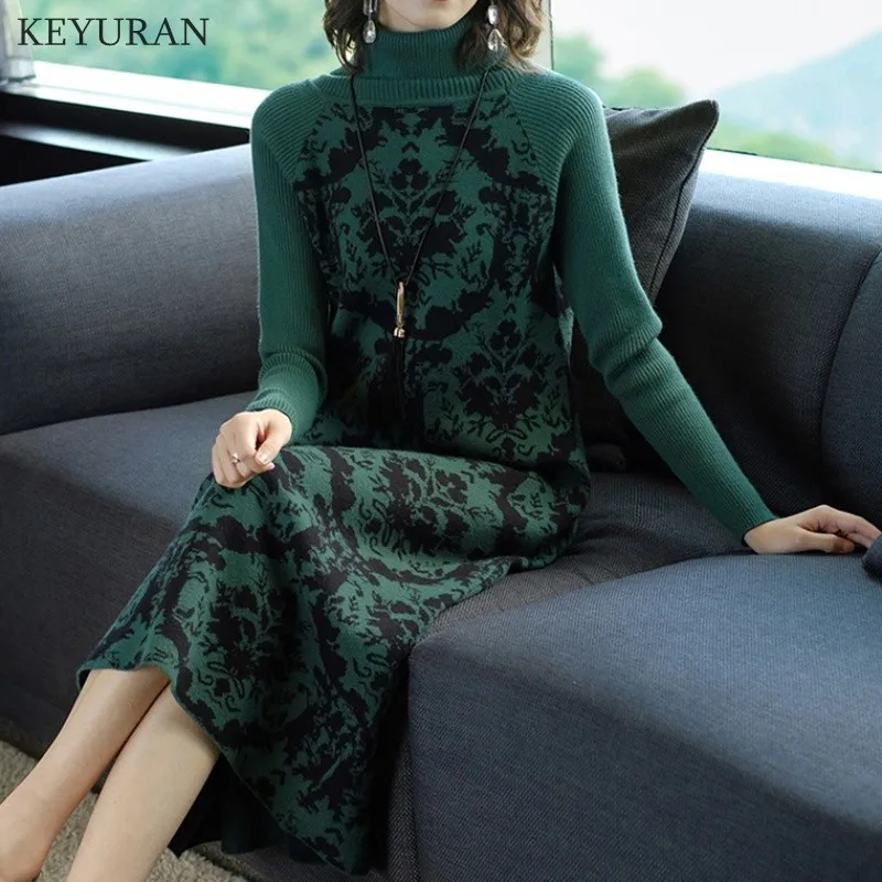 Big Large Size Women Knitted Pullovers Sweater Long Dress Ladies Floral Print Vintage Dresses Fashion Vestidos Robes Femme L2746
Big Large Size Women Knitted Pullovers Sweater Long Dress Ladies Floral Print Vintage Dresses Fashion Vestidos Robes Femme L2746