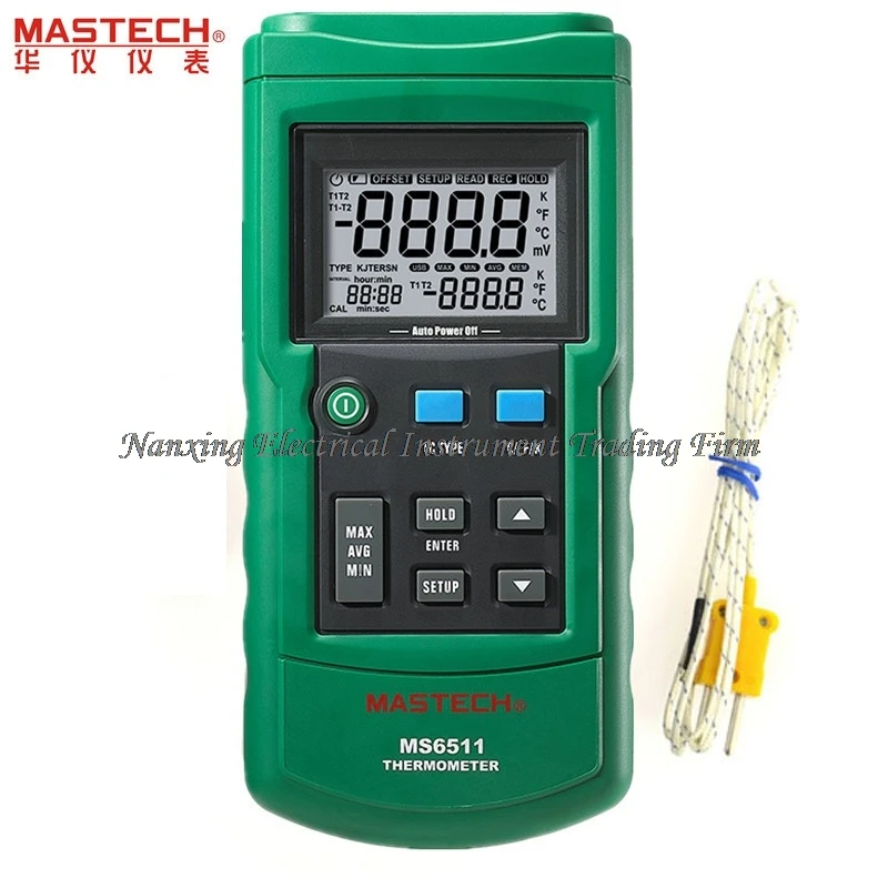 Цифровой термометр MASTECH MS6511, одноканальный измеритель температуры K, J, T, E, с термопарой
Цифровой термометр MASTECH MS6511, одноканальный измеритель температуры K, J, T, E, с термопарой