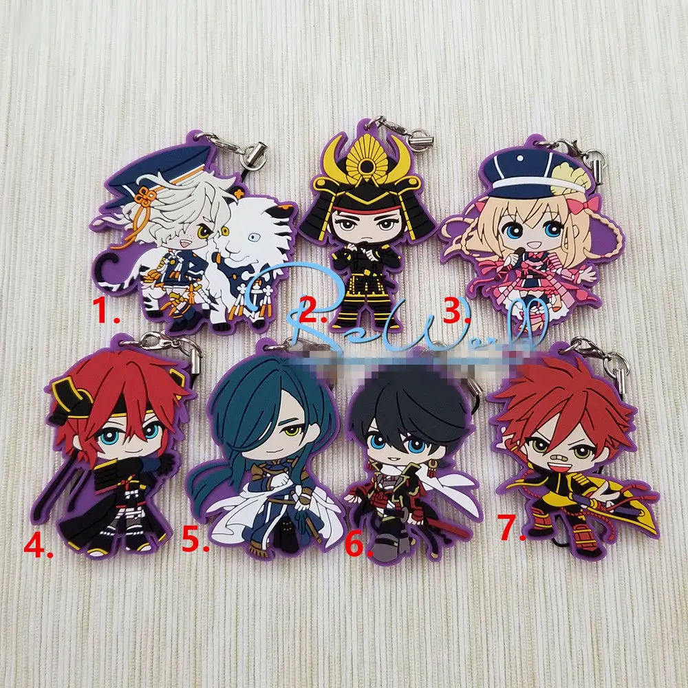 T1132 Anime Touken Ranbu Hanamaru Rubber Keychain Key Ring Rare Straps Cosplay | Дом и сад