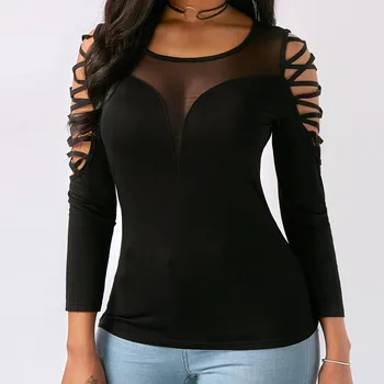 Women Fashion Off Shoulder tshirt Tunic Tops Long Sleeve T-shirt Hollow Out Casual perspective Top Perspective bottoming tights
Women Fashion Off Shoulder tshirt Tunic Tops Long Sleeve T-shirt Hollow Out Casual perspective Top Perspective bottoming tights
