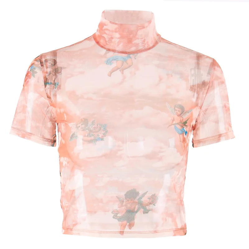New Fashion Women See-through Sheer Mesh Fishnet T-Shirt Fashion Top Cute Angel Printed Female Summer Mesh Tops
New Fashion Women See-through Sheer Mesh Fishnet T-Shirt Fashion Top Cute Angel Printed Female Summer Mesh Tops