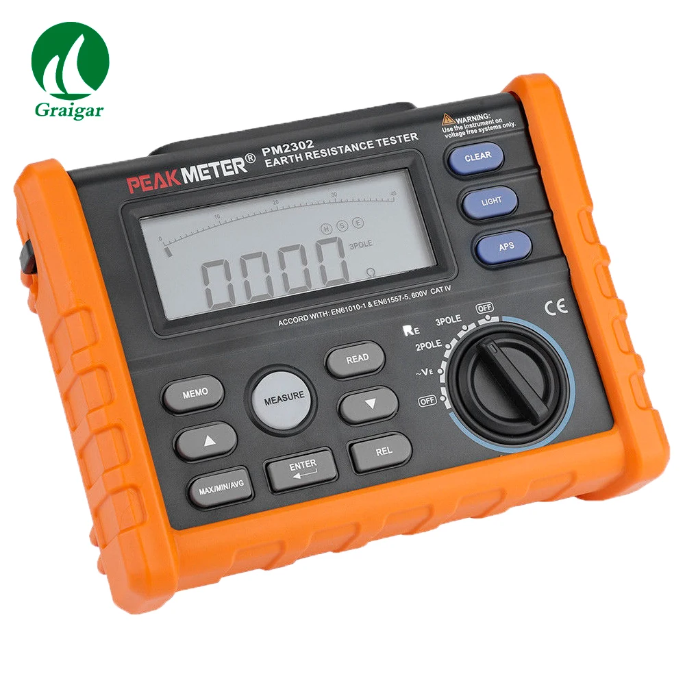 PM2302 Digital Ground Earth Resistance Voltage Tester Meter 0 ohm to 4K ohm Large Digital LCD and Backlight
PM2302 Digital Ground Earth Resistance Voltage Tester Meter 0 ohm to 4K ohm Large Digital LCD and Backlight