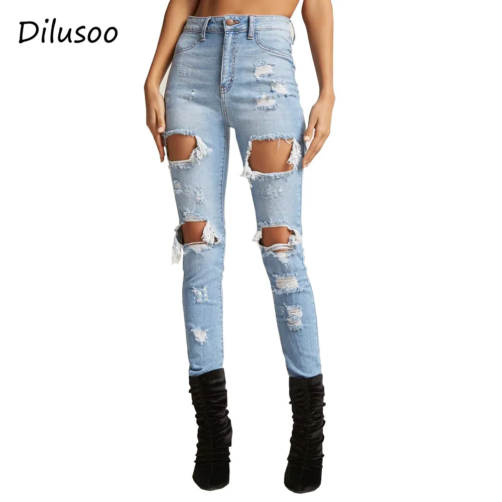 Dilusoo Women Holes Jeans Pants Elastic Denim Pencil Pants High Waist Ripped Casual Trousers 4 Season Women Vintage Jeans Pants
Dilusoo Women Holes Jeans Pants Elastic Denim Pencil Pants High Waist Ripped Casual Trousers 4 Season Women Vintage Jeans Pants