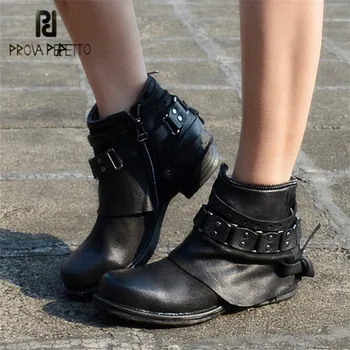 Prova Perfetto Punk Style Black Purple Genuine Leather Ankle Boots for Women Chain Decor Short Booties Female Flat Botas Mujer
Prova Perfetto Punk Style Black Purple Genuine Leather Ankle Boots for Women Chain Decor Short Booties Female Flat Botas Mujer