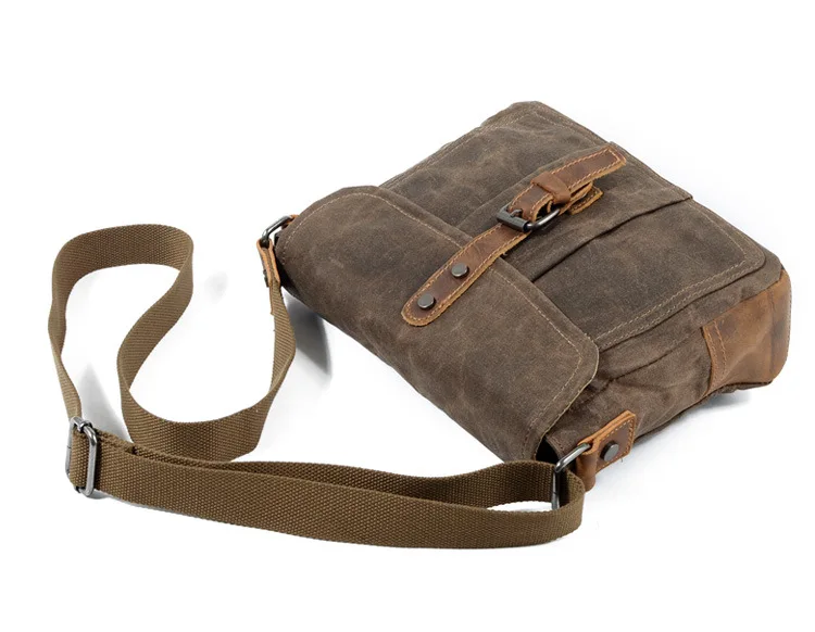 Womens Small Canvas Messenger Bag Grey, Brown, Green