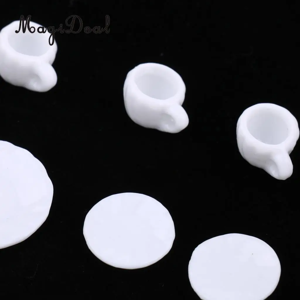15Pcs/Set Vintage Miniature White Porcelain Tea Set Pot Cup Plate Tableware Dollhouse House Model Room Items Furniture Decor Acc