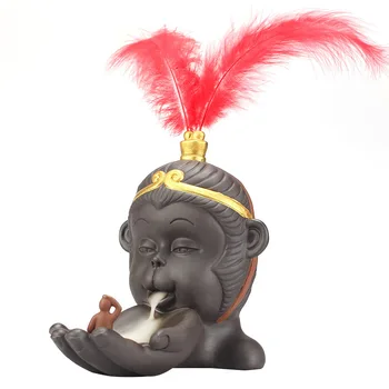 Sun Wukong Backflow Incense Burner Home Decor Ceramic Monkey King Incense Holder Buddhist Feather Cone Censer Teahouse Ornament
Sun Wukong Backflow Incense Burner Home Decor Ceramic Monkey King Incense Holder Buddhist Feather Cone Censer Teahouse Ornament