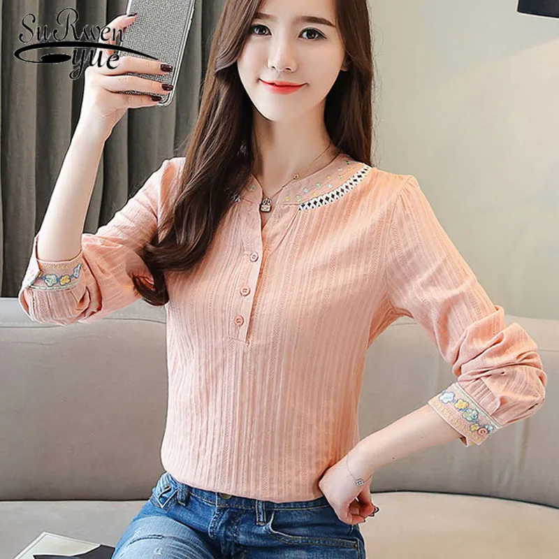 Embroidered shirt 2018 autumn wear Korean version loose women tops and blouses long sleeve pink feminine clothing 1443 45
Embroidered shirt 2018 autumn wear Korean version loose women tops and blouses long sleeve pink feminine clothing 1443 45