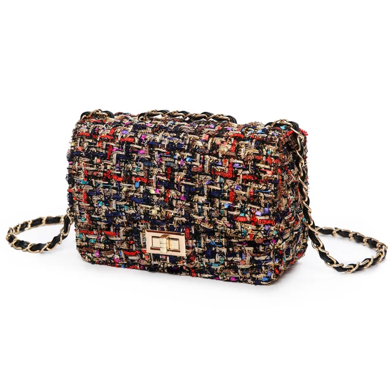 Fashion Women Small Chain Bags Mini Elegant Colorful Wool Woven Gridding Messenger Bags Girls Casual Flap Crossbody Bags Luxury
Fashion Women Small Chain Bags Mini Elegant Colorful Wool Woven Gridding Messenger Bags Girls Casual Flap Crossbody Bags Luxury