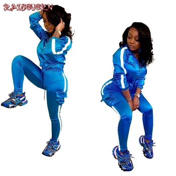 RAISEVERN Fashion Casual Striped Stitching Pocket Breathable Fluorescent Two-piece Sports Suits Solid Patchwork Zipper Women Set
RAISEVERN Fashion Casual Striped Stitching Pocket Breathable Fluorescent Two-piece Sports Suits Solid Patchwork Zipper Women Set
