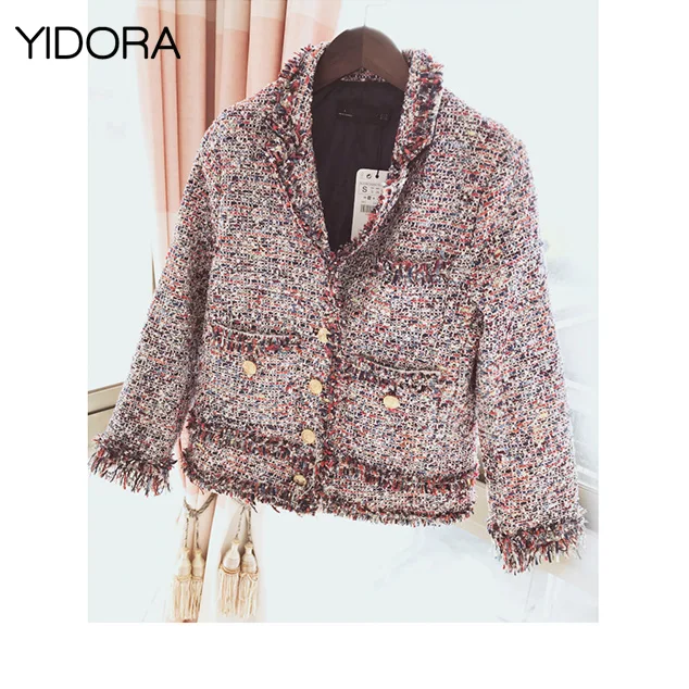 Latest Hot Sale Female Short Tweed Jacket With Frayed Piping & Golden Buttoned Detail - F/W 2018 Women Long Sleeves Outerwear
Latest Hot Sale Female Short Tweed Jacket With Frayed Piping & Golden Buttoned Detail - F/W 2018 Women Long Sleeves Outerwear