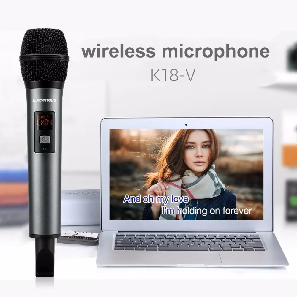 Rechargeable Bluetooth Microphone Perfect for Familiy KTV Stage etc. Speech Audio Cable and USB Charging Karaoke Singing Wedding Handheld Wireless Microphone System with Receptor