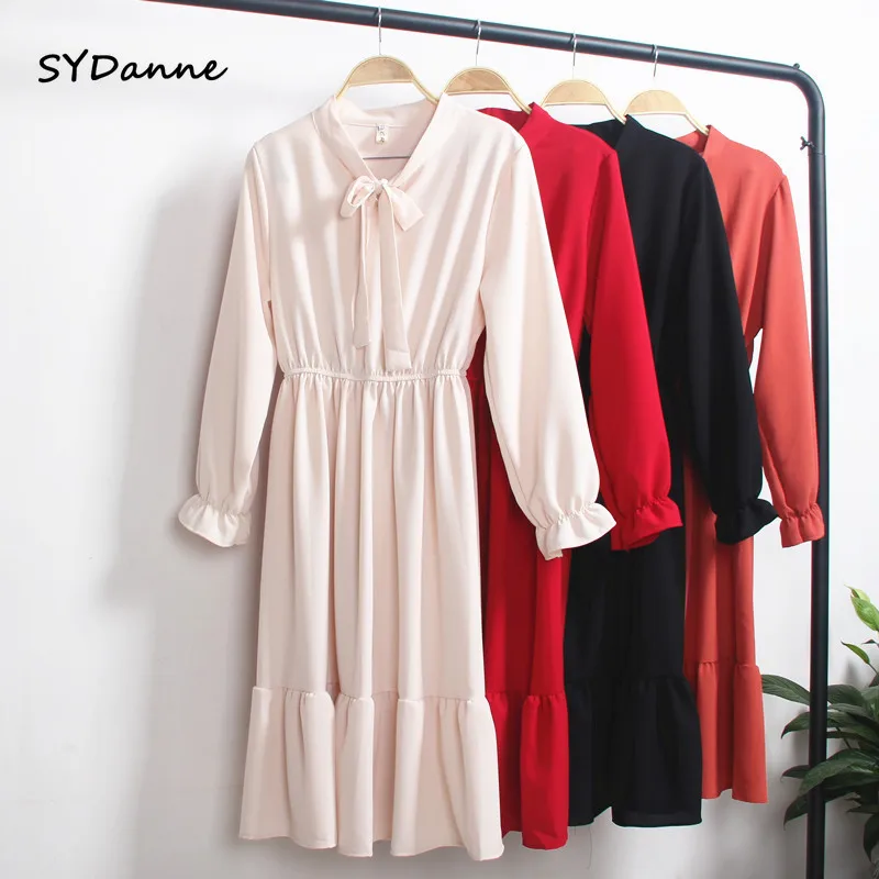 2019 Spring Autumn Women's Chiffon Dresses Stand Neck With Bow Floral Print Ruffles Vestido Long Sleeve Elegant Cute Dress S-XL
2019 Spring Autumn Women's Chiffon Dresses Stand Neck With Bow Floral Print Ruffles Vestido Long Sleeve Elegant Cute Dress S-XL