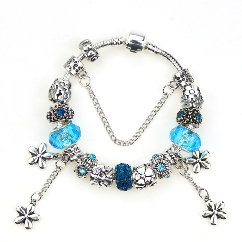 Fashion New Flower Pendant Blue Crystal / Glass Beads Charm Silver Plated Pandora Bracelet European Beads Bracelet Female Gifts
Fashion New Flower Pendant Blue Crystal / Glass Beads Charm Silver Plated Pandora Bracelet European Beads Bracelet Female Gifts