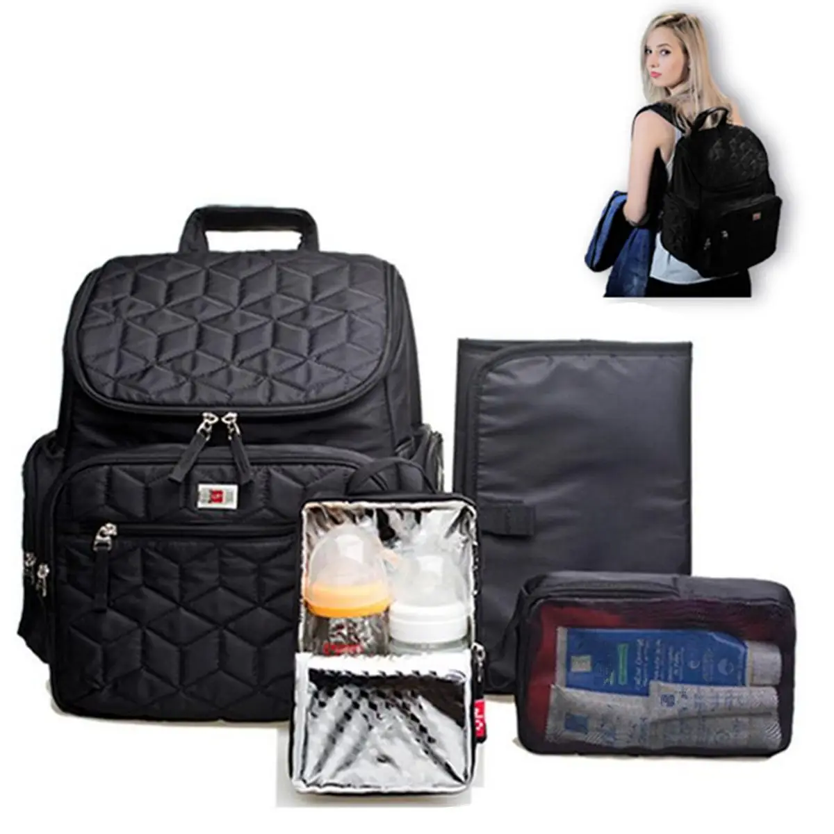 Black Fashion Mummy Maternity Nappy Bag Large Capacity Baby Bag Travel Backpack Desinger Nursing Bag for Baby Care Waterproof
Black Fashion Mummy Maternity Nappy Bag Large Capacity Baby Bag Travel Backpack Desinger Nursing Bag for Baby Care Waterproof