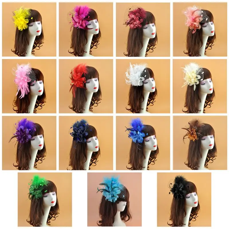 Womens Bridal Wedding Fascinator Mesh Veil Hat Contrast Flower Plush Wave Point Hair Clip Feather Beaded Cocktail Brooch Headwea
Womens Bridal Wedding Fascinator Mesh Veil Hat Contrast Flower Plush Wave Point Hair Clip Feather Beaded Cocktail Brooch Headwea