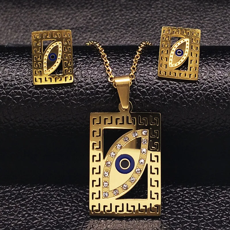 Stainless Steel Evil Eye Gold Color Dubai Jewelry Sets Women Earrings Necklace Set Jewelry Islam Costume Jewelry Gift S178189B
Stainless Steel Evil Eye Gold Color Dubai Jewelry Sets Women Earrings Necklace Set Jewelry Islam Costume Jewelry Gift S178189B