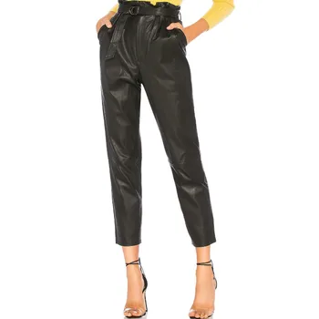 Women PU Leather Pants High Waist Belted Stretch Trousers Autumn Ladies Ankle-Length Pants
Women PU Leather Pants High Waist Belted Stretch Trousers Autumn Ladies Ankle-Length Pants