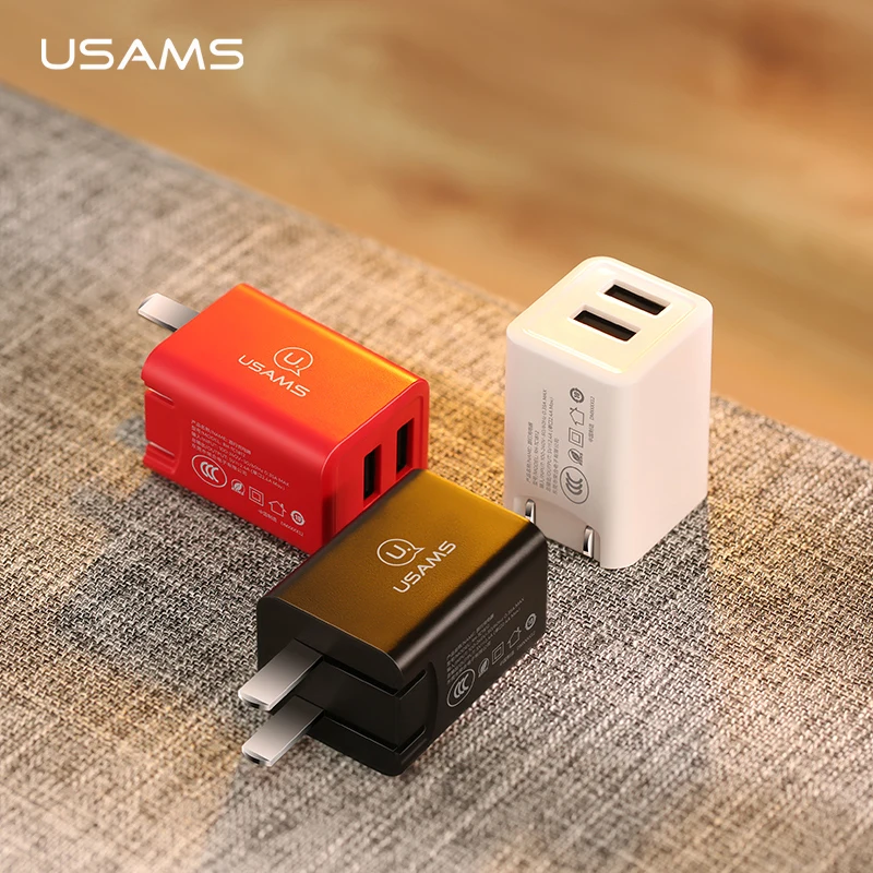 USAMS Mini Dual USB складное Походное зарядное устройство для мобильного телефона ABS