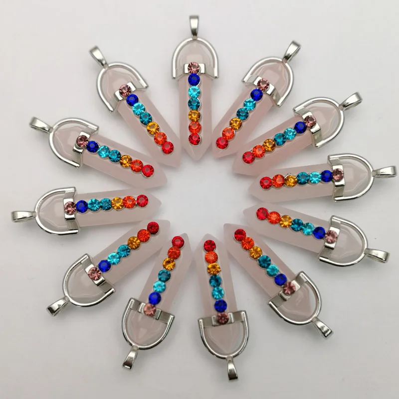 Fashion natural 7 chakra Quartz Rose stone crystal point pendant pendulum healing crystals chakra pendant 12pc/lot Free shipping
Fashion natural 7 chakra Quartz Rose stone crystal point pendant pendulum healing crystals chakra pendant 12pc/lot Free shipping